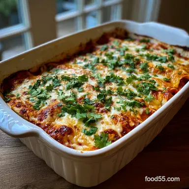 Easy Chicken and White Bean Enchiladas Silky TomatilloCrema Casserole Recipe Card