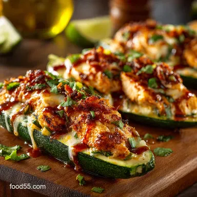 Chicken Enchilada Stuffed Zucchini Boats My Easy Weeknight Favorite Recipe Card