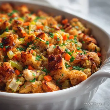Chicken Stuffing Casserole: Crispy Baked Recipe Card