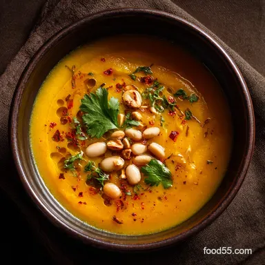 Chili Butternut Squash Soup with White Beans Ultra-Creamy Vegan Supper Recipe Card
