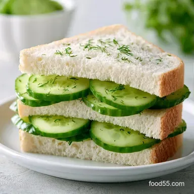 Chilled Cucumber Salad Sandwiches for 4 Recipe Card