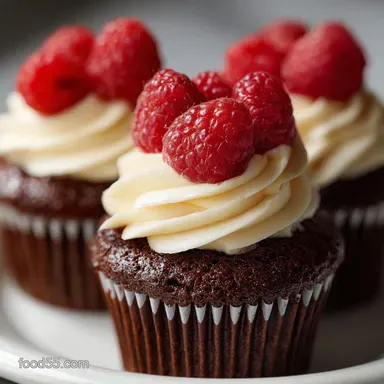 Chocolate Raspberry Cupcake Recipe Decadent and Easy - Velvety and Tangy Recipe Card