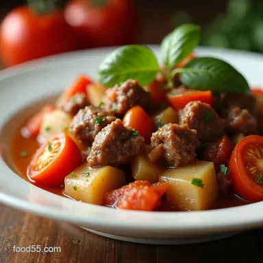 My GoTo Chunky Beef Cabbage and Tomato Instant Pot Comfort Recipe Card