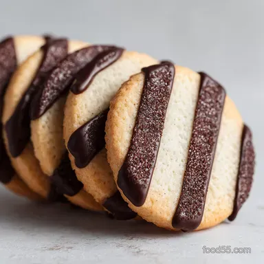 Fudge stripe cookies: Crisp Shortbread with Glossy Chocolate Recipe Card