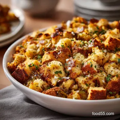 Homemade Stuffing: Classic Stuffing Recipe with Crispy Edges Recipe Card