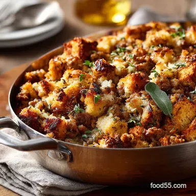 Sausage Stuffing: Authentic Sage Dressing Recipe for Thanksgiving Recipe Card