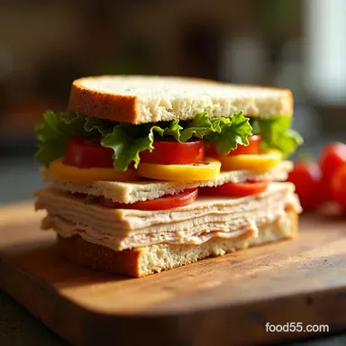 Classic Turkey Club Sandwich made Lighter My TripleDecker GoTo Recipe Card