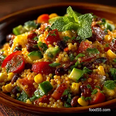 Zesty Cowboy Caviar Couscous Salad Recipe Easy Potluck Star Recipe Card