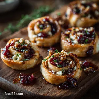 Christmas Eve Appetizers: Elegant Cranberry Brie Pinwheels Recipe Card