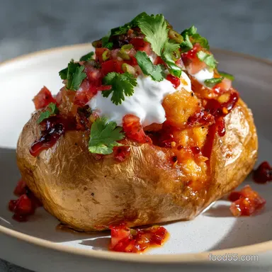 Cream And Salsa: Ultimate Fiery Jacket Potato Recipe Recipe Card