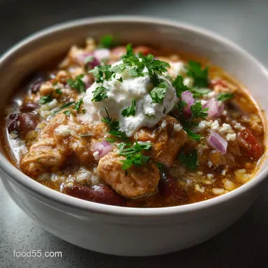 Slow Cooker Cream Cheese Chicken Chili: Velvety & Easy Recipe Card