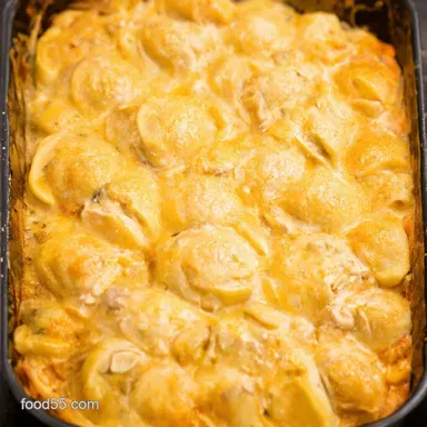 Chicken Stuffed Shells Recipe Creamy Alfredo Delight Recipe Card
