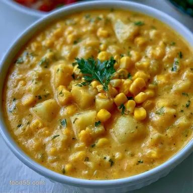 Corn Chowder: Slow-Cooked and Creamy Recipe Card