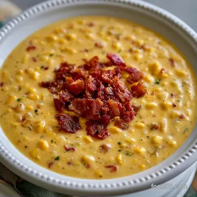Corn Potato Chowder with Bacon Recipe Card