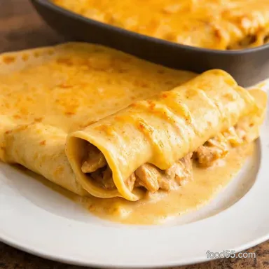 Creamy Chicken Enchiladas with White Sauce Easy Comfort Recipe Card