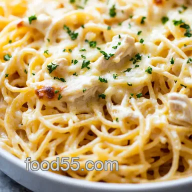Creamy Chicken Spaghetti Bake: My Family's Go-To! Recipe Card