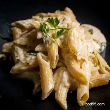 Dreamy Penne Pasta and Alfredo Sauce Taste of Rome Recipe Card