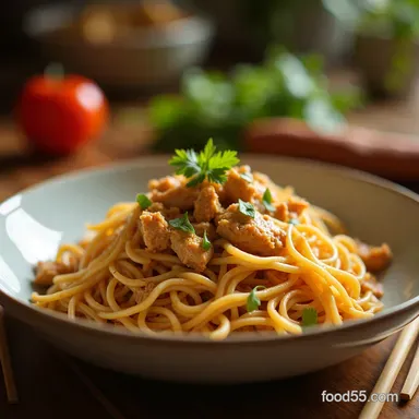 The Ultimate Creamy Peanut Noodles with Chicken Recipe Recipe Card