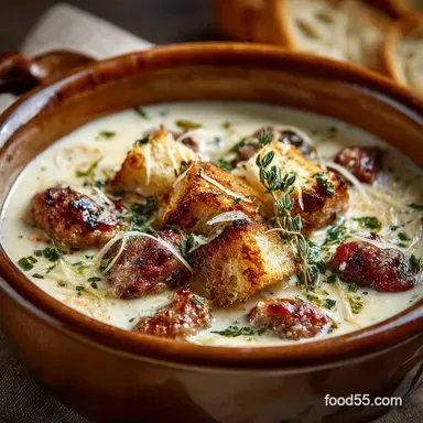 Creamy Italian Sausage Parmesan Cream Cheese Soup 45 Min Recipe Card