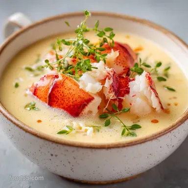 Creamy Seafood Bisque with Crab Shrimp and Lobster for 6 Servings Recipe Card
