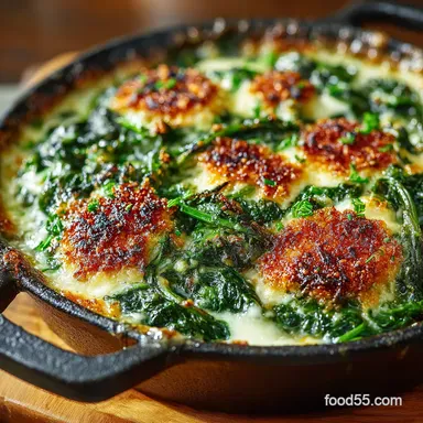 My GoTo Creamy Spinach Gratin with ParmesanGruy&egrave;re Crust Recipe Card