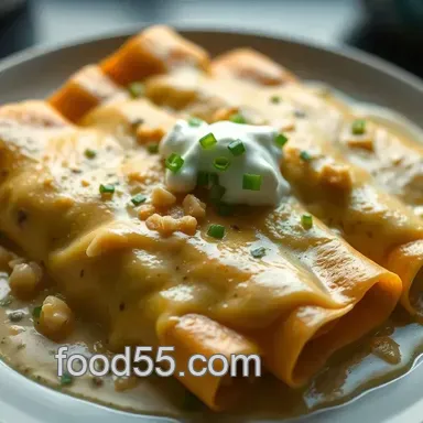 Easy Creamy White Chicken Enchiladas Recipe with Green Chile Sauce