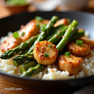 Easy Chicken and Asparagus Teriyaki StirFry Sticky Bright Fast Recipe Card