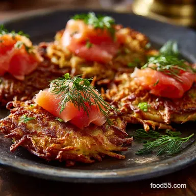 Hanukkah Meals: Ultimate Crisp Latkes with Smoked Salmon Dill Recipe Card