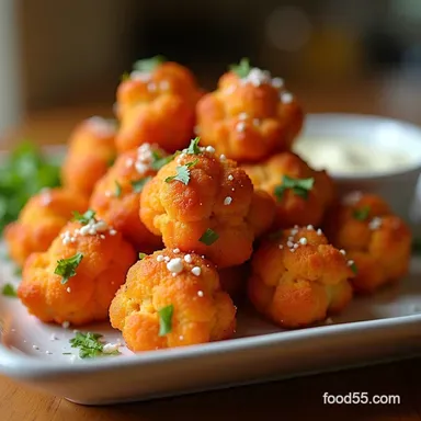 The Ultimate Crispy Saucy Baked Buffalo Cauliflower Bites Recipe Card