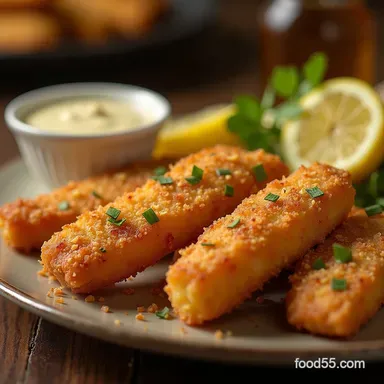 Chefs Baked Fish Sticks with Tangy Lemon Caper Sauce Recipe Card