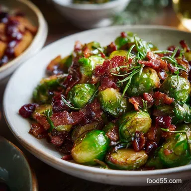 Thanksgiving Side Dishes: Crispy Maple-Glazed Sprouts with Pancetta Recipe Card
