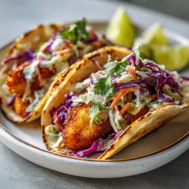Crispy Fish Taco with Cilantro Lime in 30 Min Recipe Card