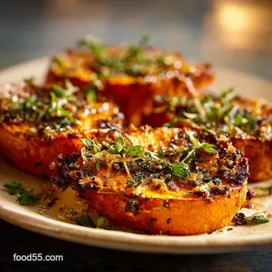 Smashed Sweet Potatoes: Ultra-Crispy Garlic Herb Side Dish Recipe Card