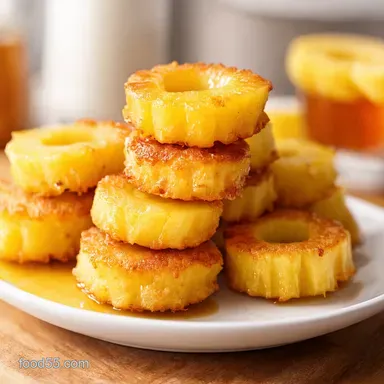 Crispy Pineapple Fritter Rings with Vanilla Rum Glaze My GoTo Treat Recipe Card