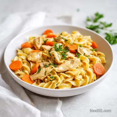 Creamy Crockpot Chicken Noodles