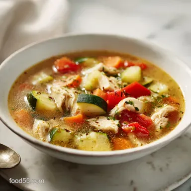 Chicken Vegetable Soup for 8 Servings: Silky and Tender Recipe Card