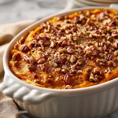 Crockpot Sweet Potato Casserole with Pecan Topping for 12 Servings