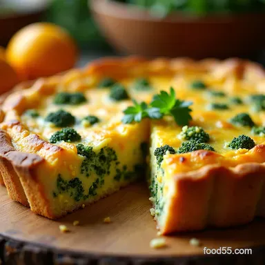 Easy Crustless Broccoli Cheddar Quiche Recipe Fluffy Cheesy Recipe Card