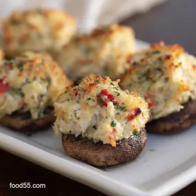 Crab Stuffed Mushroom Recipe A Coastal Delight at Home Recipe Card
