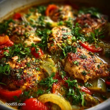 Easy Crockpot Slow Cooker Recipe for Diabetics with Chicken and Vegetables - Zesty Lemon Herb Recipe Card