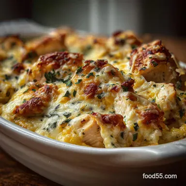Easy 4 Ingredient Ranch Chicken Bake with Cheddar Cheese Recipe Card