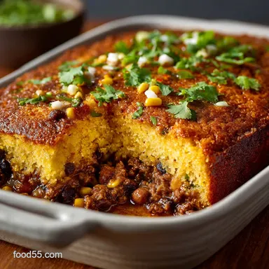 Cornbread Casserole: The Easiest Hearty Beef and Bean Recipe Recipe Card