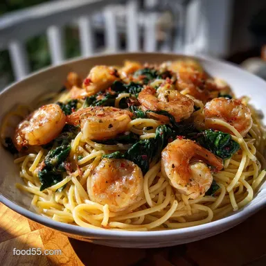 Easy Garlic Shrimp Pasta with Spinach: 30-Minute Weeknight Meal Recipe Card