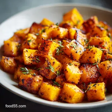 Roasted Butternut Squash Cubes Recipe (Easy, Maple-Kissed Thyme) Recipe Card