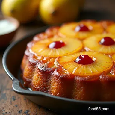 Easy Retro Pineapple Upside Down Cake Recipe OnePan Classic Recipe Card