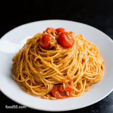 Easy Spaghetti Recipes Burst Cherry Tomato Magic Recipe Card