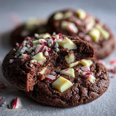 Fudgy Chocolate Peppermint Cookie with White (24 Cookies) Recipe Card
