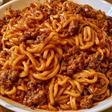Garlic Beef Ramen StirFry for 4 Servings Recipe Card