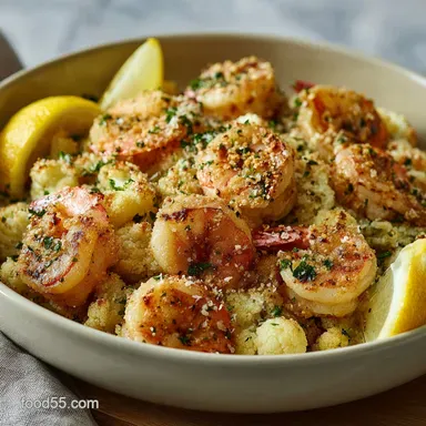 25Minute Garlic Butter Shrimp with Lemon Parmesan Cauliflower Recipe Card