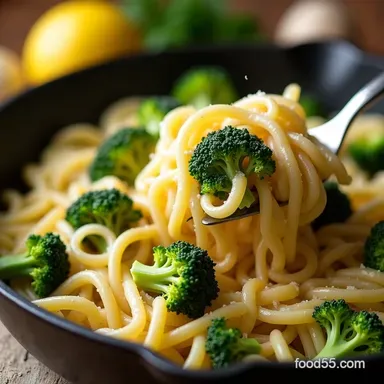 Easiest Pasta and Broccoli Recipe OnePan Garlic Lemon Parmesan Recipe Card